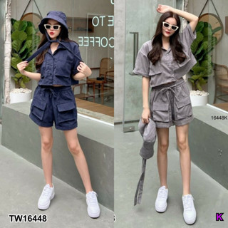 SS16448 Set 3 ชิ้น เสื้อเชิ้ต + หมวกบักเกต + กางเกงขาสั้น