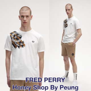 [ของแท้ พร้อมส่งในไทย] Fred Perry Abstract Double Laurel T Shirt Col : Snow White (SS23 REISSUES ชิ้นขายดี ตามหากันมามาก