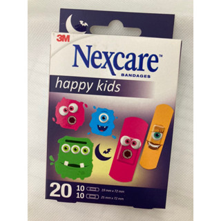 3M Nexcare happy kids 20 ชิ้น พลาสเตอร์เยื่อกระดาษลายมอนสเตอร์ มีแผ่นซับแผลช่วยดูดซับของเหลวและไม่ติดแผล ระบายอากาศได้ดี