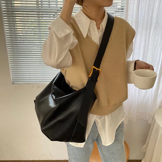 [ใช้2โค้ดส่งฟรี+ลดเพิ่ม]ส่งจากไทย 5 สีกระเป๋าหนังสะพายใบใหญ่ Oversized bag ลุคเกาหลี F133
