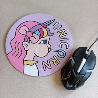 mousepad (mouse pad) แผ่นรองเม้าส์ ทรงกลม เส้นผ่าศูนย์กลาง 8.5 นิ้ว ลาย โลลี่ป็อปเกิร์ล Lollipop Girl