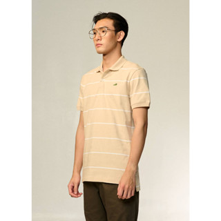 ENHANCED NEUTRALS SLIM FIT STRIPE POLO SHIRT เสื้อโปโลลายริ้วสีครีม ENHANCED NEUTRALS ทรงสลิมฟิต