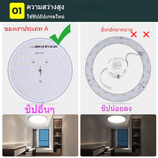 โคมไฟติดเพดาน led 3 สี โคมไฟกันน้ํา ไฟติดเพดานห้อง ติดตั้งบนพื้นผิว 18w 30w 40w กลม ไฟเพดาน LED ห้องนอน