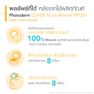 [EXP 31/10/2027] Bioderma Photoderm Cover Touch Mineral SPF50+ (Very Light Color) 40 ml กันแดดสีเนื้อ คุมมันนาน 8 ชม.