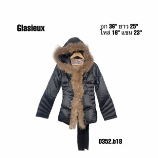 Glasieux size 36 down jacket เสื้อขนเป็ดขนแน่น พู่ถอดได้ เป็นตะขอ มีสายครบ อก 36 ยาว 25 D352.b18