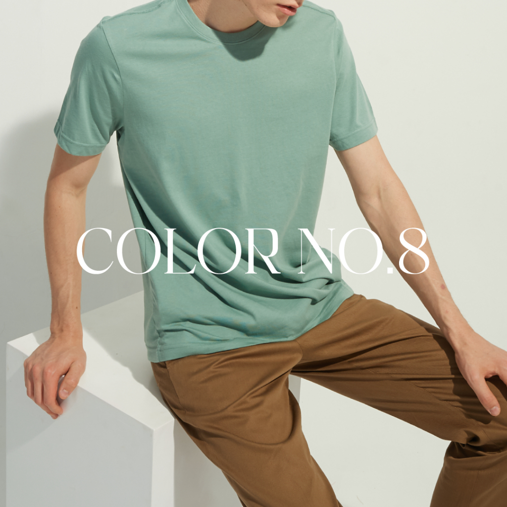 เขียวแบบละมุน อ่อนโอน อีกหนึ่งสีขายดีมาก เอาอยู่หลายลุค คอตตอน100% เสื้อยืดคอกลม สีเขียวพสาสเทล #8