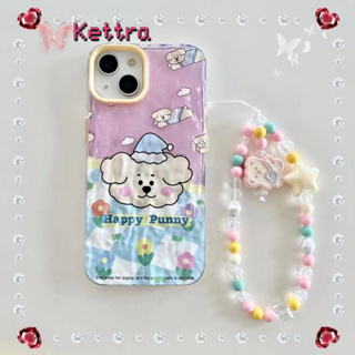 💜Kettra💜ป้องกันการหล่น ขอบเต็ม สไตล์สร้อยข้อมือ iPhone 11 14 pro max การ์ตูน ลูกสุนัข น่ารัก case for iPhone 12 13