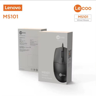 Lenovo เมาส์ชนิดมีสายกันลื่น MS101,เมาส์ USB แบบเสียบแล้วเล่นเกมที่รูปร่างรองรับกับมือเหมาะสำหรับพีซีโน๊ตบุ๊ค