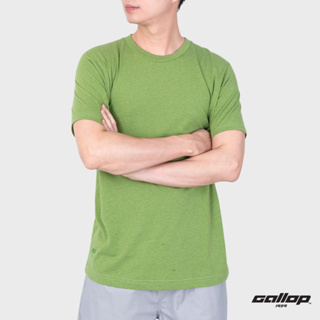 GALLOP : Mens Wear เสื้อยืดคอกลม ผ้าทอพิเศษ ECO Tees รุ่น GT9141 สี Lemon Green - เขียวมะนาว