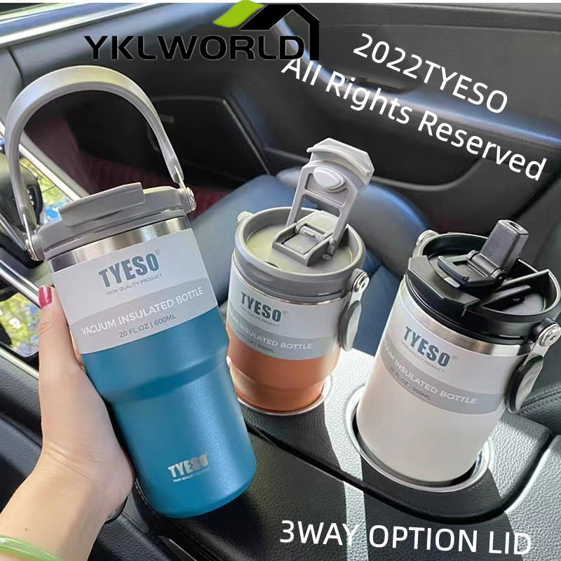 YKLWORLD (แท้100%! ) แก้วน้ำเก็บความเย็น TYESO อุณหภูมิร้อนเย็น รุ่นมีหูหิ้ว ขนาด 20o/25oz/30oz/35oz/40oz