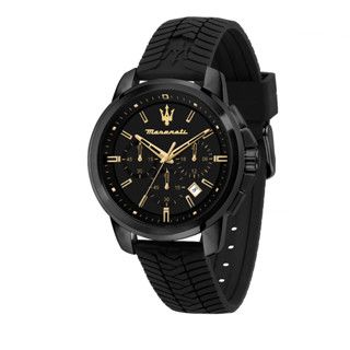 【Worth to Buy】[2 Years Warranty] Maserati Successo 44mm Black Silicone Strap Mens Quartz Chronograph Watch -R8871621011