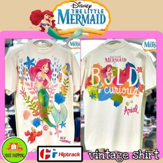 เสื้อDisney ลาย  The little mermaid สีขาวเฟด วิทเทจ ( TMA-004 )