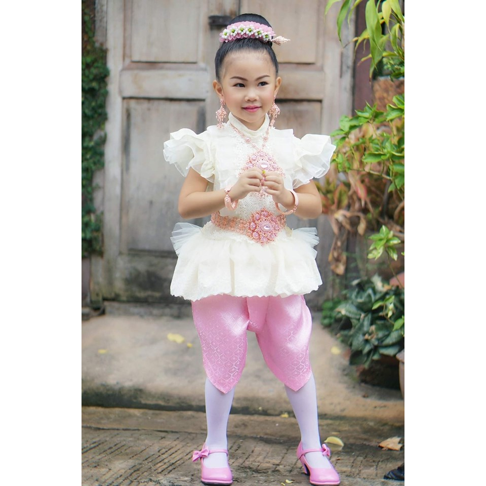 ไม่ซ้ำใคร !! ชุดไทยเด็ก หรู อลังการ รุ่นแก้วกานจนา เซตเสื้อ+โจงกระเบน ใส่ไม่คัน
