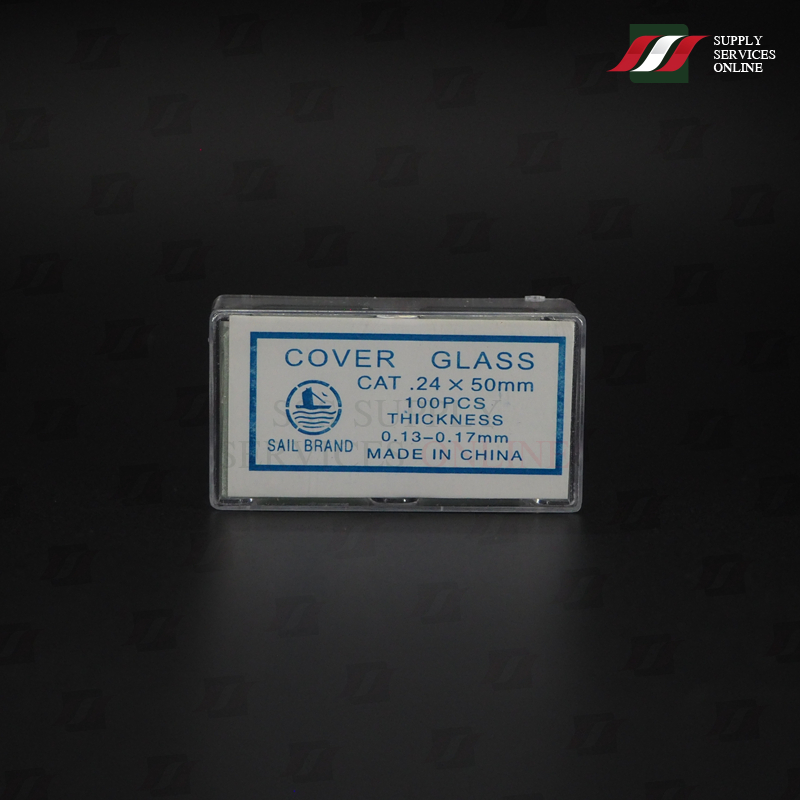 แผ่นปิดกระจกสไลด์ ขนาด 24*50 มม. Cover Slip 24*50 mm 100 ชิ้น/กล่อง