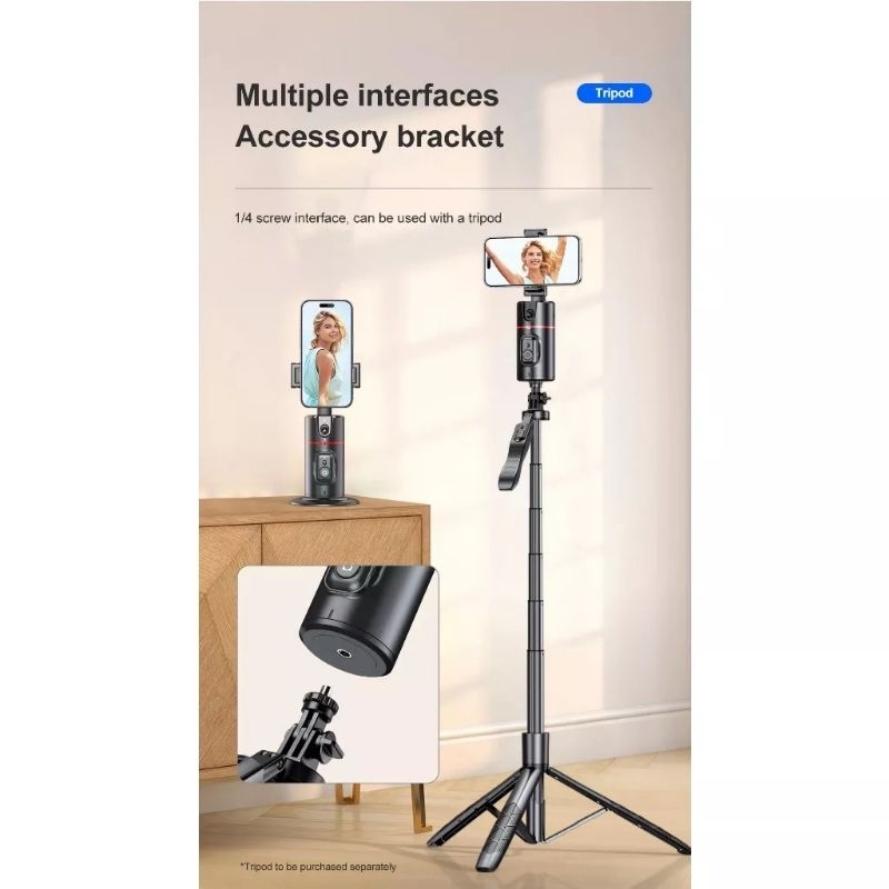 0TELESIN ถ่ายภาพอัจฉริยะ Gimbal Selfie P02 360° Rotation Auto Face TRACKING 360°การติดตามใบหน้าอัตโนมัติ 360°