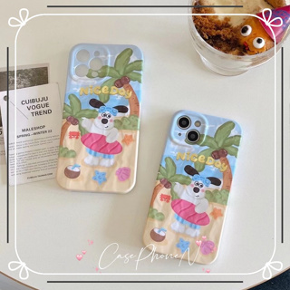 เคสไอโฟน iphone 11 14 Pro Max ชายหาดฤดูร้อน น่ารัก ลูกสุนัขสเก็ตบอร์ด ขอบเต็ม เคส iphone 12 13 Pro Case for iPhone