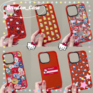 🌷Braylon🌷ขอบเต็ม ป้องกันการหล่น iphone 11 14 pro max การ์ตูน Hello Kitty สีแดง ความคิดสร้างสรรค์ case for iPhone 12 13