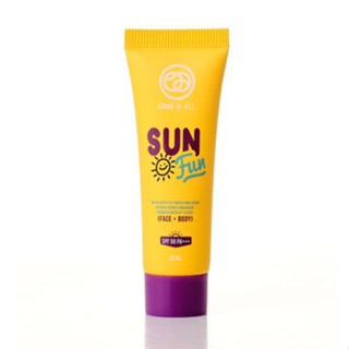 One &amp; All Sun Fun Ultra gentle UV protection lotion SPF50+PA+++(Face+Body) ครีมกันแดดสำหรับผิวหน้าและผิวกาย (20ml)