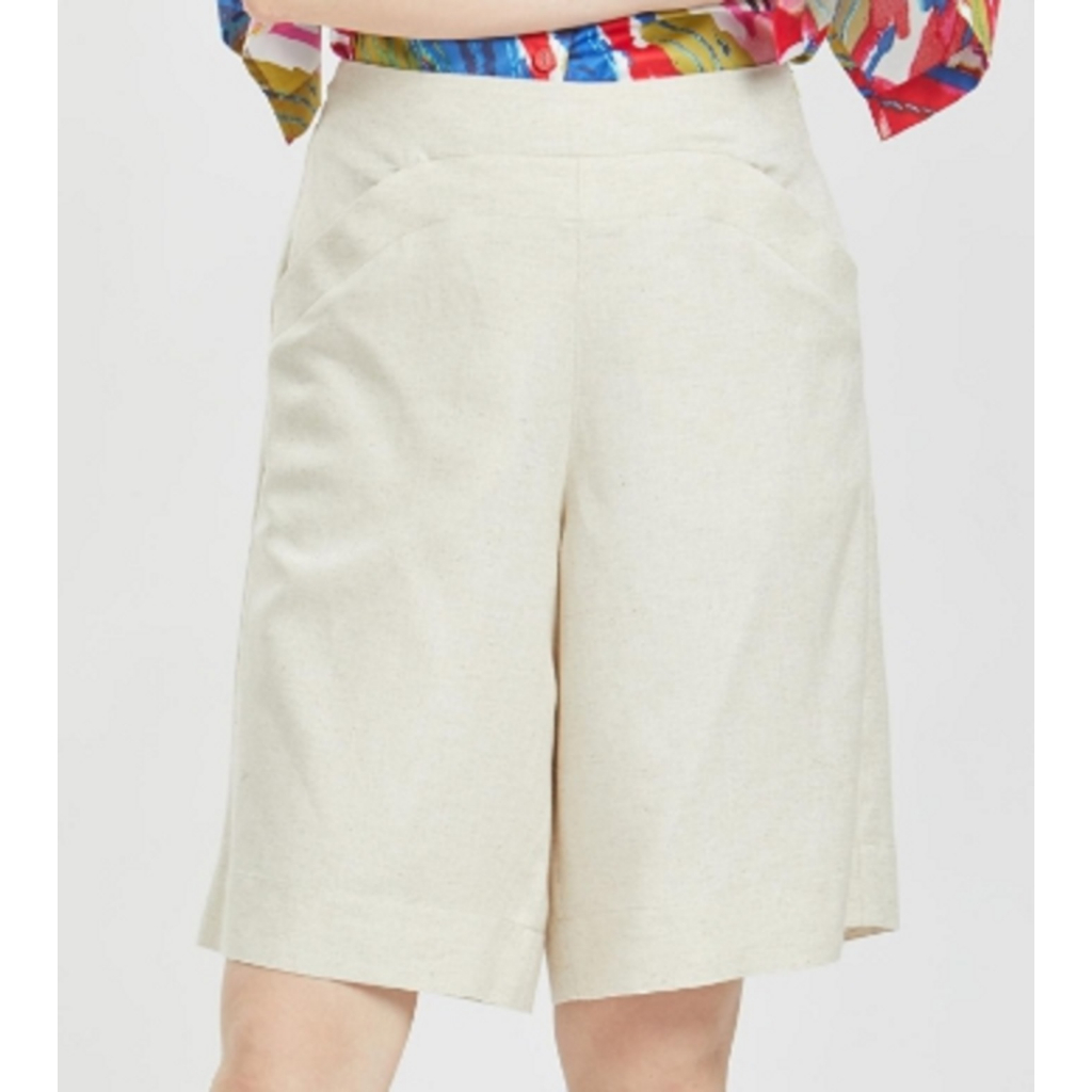 C&D - Linen Premium Short Goucho pants กางเกงผู้หญิง ขาสั้น สีเบจ C9XSBE