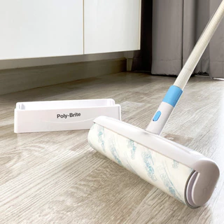 Poly-Brite โพลี-ไบรท์ ม็อบลูกกลิ้ง 23.5 ซม. เก็บฝุ่น ขนสัตว์ เส้นผม ด้ามยืดหด หน้ากว้างพิเศษ (มีถาดเก็บ)