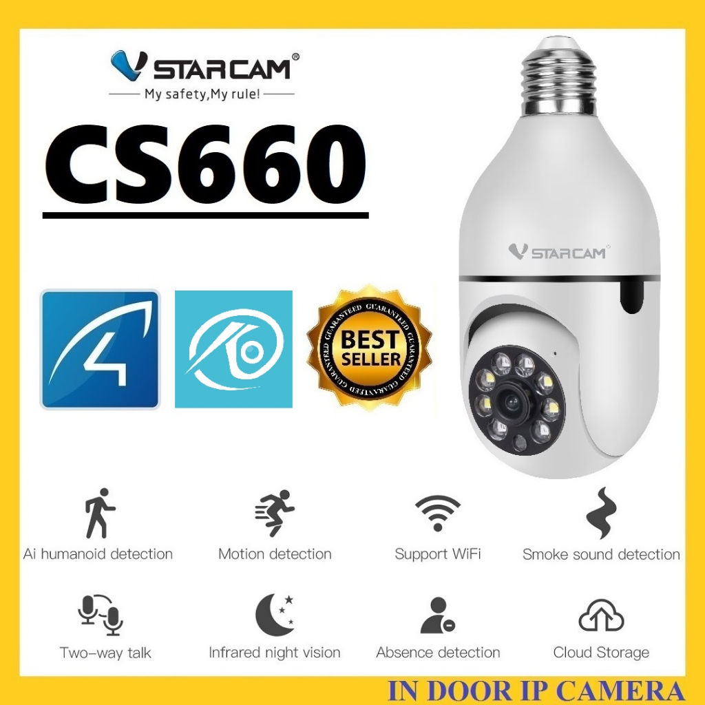 VSTARCAM CS660 SUPER HD 1296p 3.0MP WiFi iP Camera E27 ใส่ขั้วหลอดไฟ กล้องวงจรปิดไร้สาย