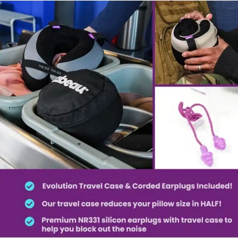 ส่งด่วน!! หมอนรองคอ เมมโมรี่โฟม CABEAU รุ่น Evolution S3 (TNE) รุ่นใหม่ล่าสุด มีสายรัดคาง ฟรี กระเป๋าใส่ และที่อุดหู แท้