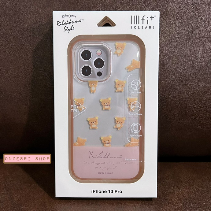 เคส iPhone 13 Pro IIIIfit (Clear) จากญี่ปุ่น ลาย Rilakkuma (Pink Brown) ของแท้ - มือสองสภาพดี