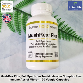 Fungiology, MushRex Plus, Full-Spectrum Mushroom Complex, Certified Organic, Immune Assist Micron, 120 Plantcaps - CGN