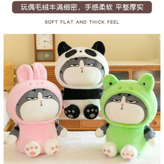 ตุ๊กตาแมวหน้ามึน ขนาด 23 และ40cm. ใส่เสื้อผ้ารูปกบ แพนด้า กระต่าย ตุ๊กตานุ่มนิ่ม ตุ๊กตาแมวอ้วน