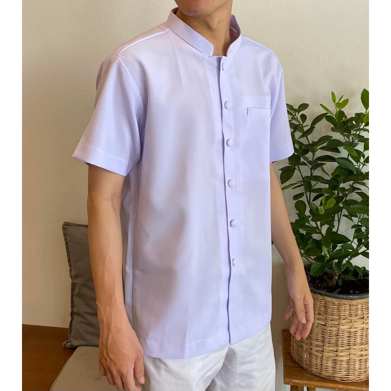 เสื้อขาวโอโม่ผู้ชายทรงไทยจิตรลดา ทำบุญ งานพิธี