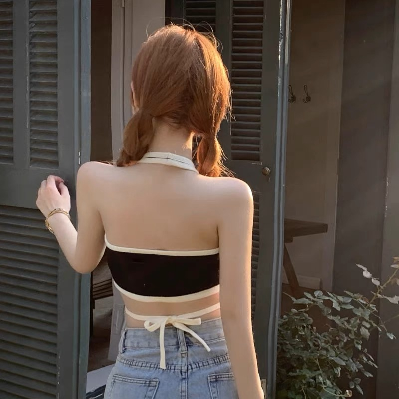 TA-08 เสื้อครอปพื้น สายฝอ สายเกา ผ้ายืดเข้ารูป สายเดี่ยว