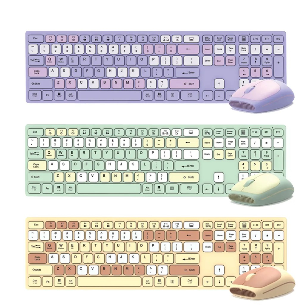 🔰ชุดคีย์บอร์ด&เมาส์ไร้สาย  Wireless + Bluetooth (★ ω ★) NUBWO NKM-631 🌀สีสันแนวหวาน สดใส น่ารัก มีทั้งหมด 3 สี🔥