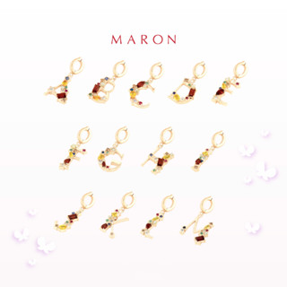 MARON - จี้ตัวอักษรดาวนพเก้า เสริมดวง | Nine Lucky Stars Initial Pendent (A-Z) เงินแท้ พลอยแท้ พลอยดาวนพเก้า ชุบทองเบจ