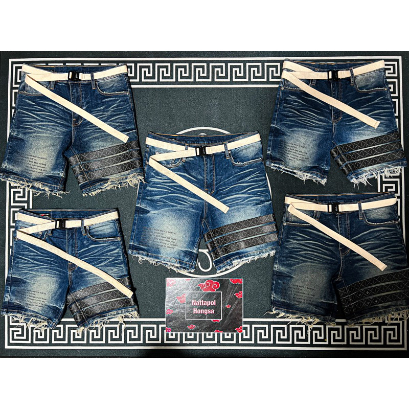 Hold’em Black♠️ H8 Casino Momogram destroyed washed denim