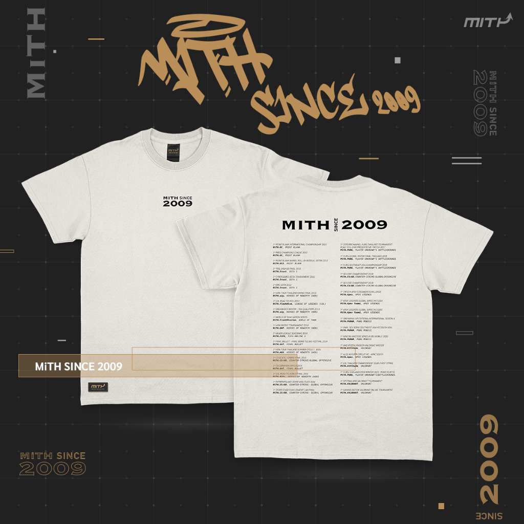 MiTH เสื้อยืดโอเวอร์ไซซ์ ผ้าคอตตอน 100% ลาย MiTH Since 2009 T-shirt - White