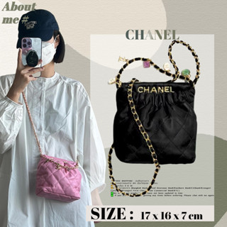 👜ชาแนล Chanel 23P Drawstring Closure Chain Lambskin Bucket Bag สุภาพสตรี กระเป๋าช้อปปิ้งใบเล็ก