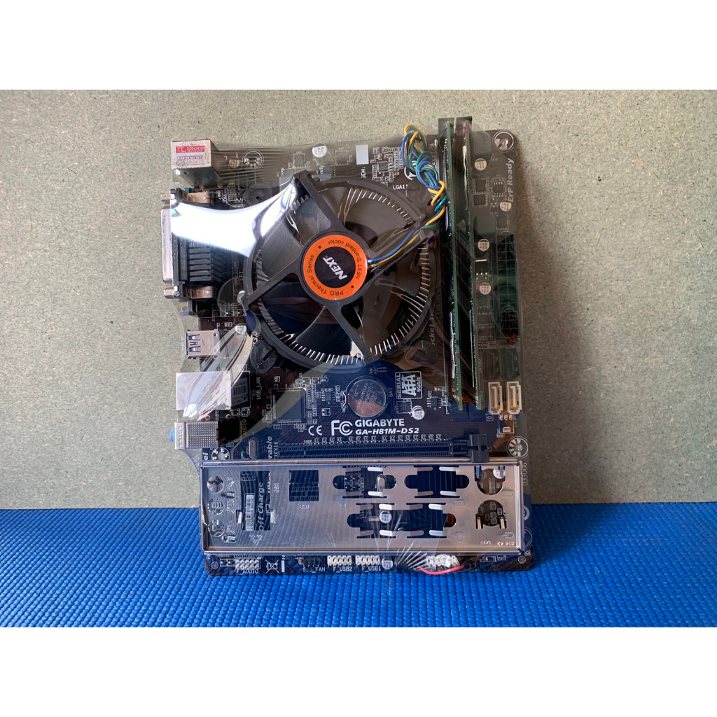 เมนบอร์ด GIGABYTE GA-H81M-DS2 Socket 1150 CPU i5-4570 แรม 8GB พร้อมฝาหลัง สวยๆพร้อมใช้งาน (ร้านค้าส่