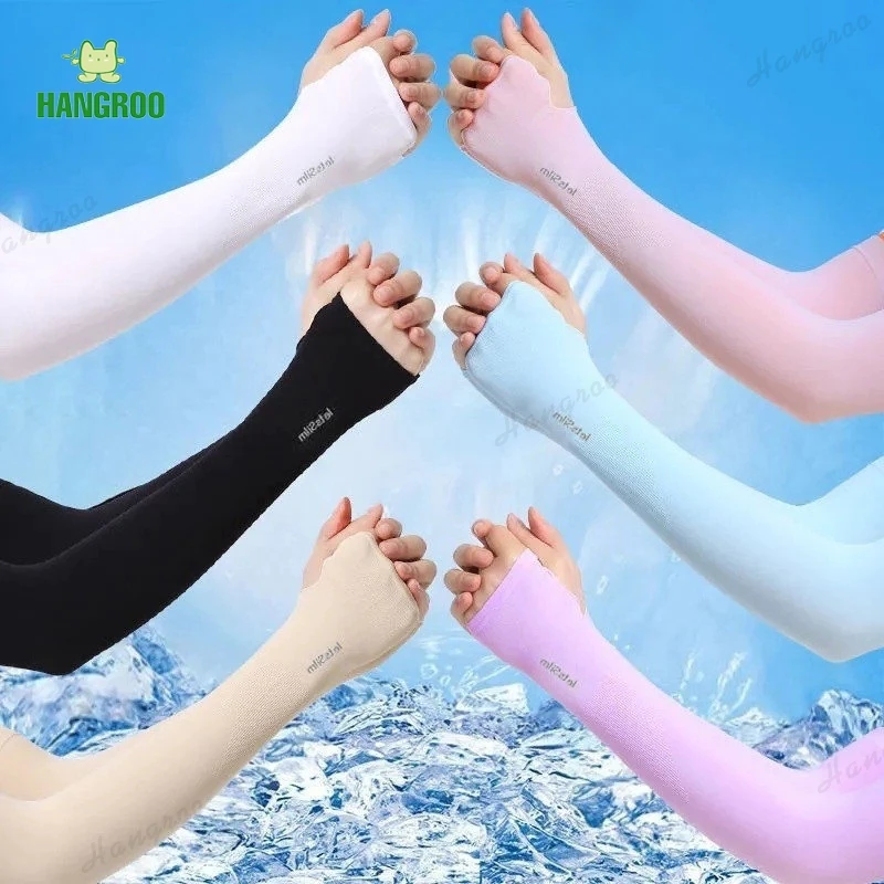 HANGROO LSM ปลอกแขน กันแดด ป้องกันแสง UV รุ่นสวมนิ้ว เป็นแขนเสื้อได้ เนื้อผ้าละเอียด