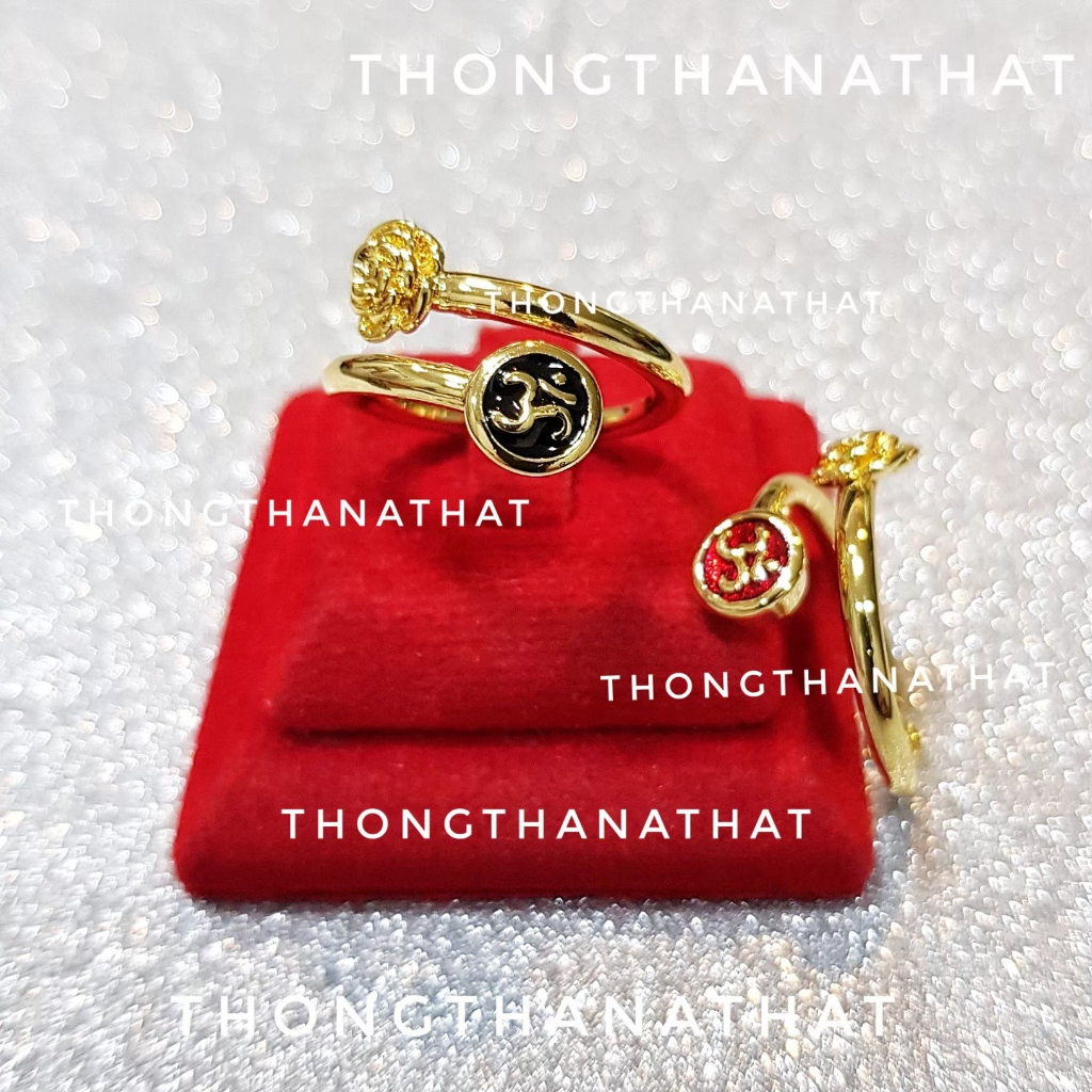 แหวนโอม ลงยา แดง-ดำ ไขว้ดอกไม้ *ปรับไซต์ได้* แหวนพระพิฆเนศ แหวนโอม แหวนปรับไซต์ โอม พระพิฆเนศ ทองธนทัต THONGTHANATHAT