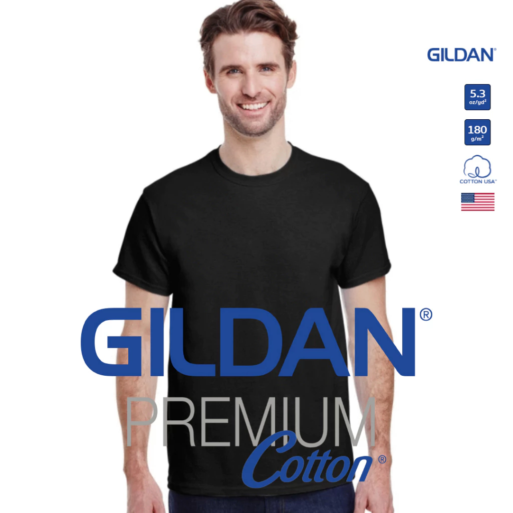 GILDAN® พรีเมี่ยม เสื้อยืดแขนสั้น - ดำ 36C