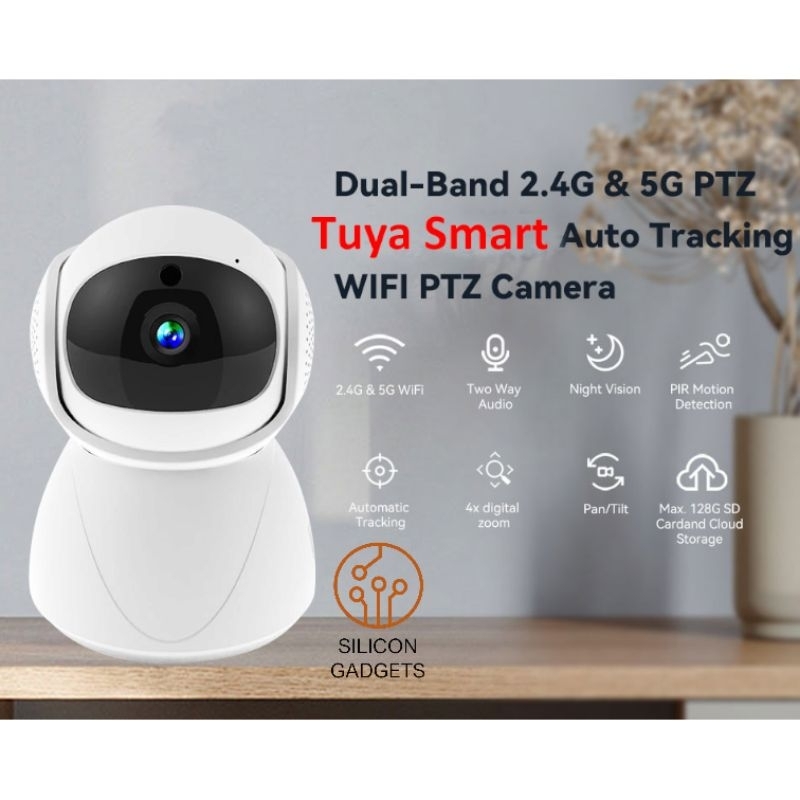 กล้องวงจรปิด Tuya Wi-Fi 5GHz/2.4GHz Full HD 1080p ดูผ่านมือถือ หมุนได้ 360° โดย Silicon Gadgets
