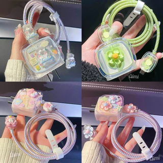 พร้อมส่งจากไทย ชุดพันสาย เคสหัวชาร์จ ลายการ์ตูน ตัวถนอมสาย USB สำหรับ iphone 20w 18w 35W