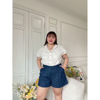 กางเกงขาสั้นผ้ายีนส์ลายดอกไม้ รุ่น Mollyshorts44 : Plussizebymolly