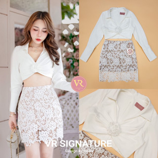 VR Set เสื้อเชิ้ตแขนยาวคอปก จับจีบ ออกงาน