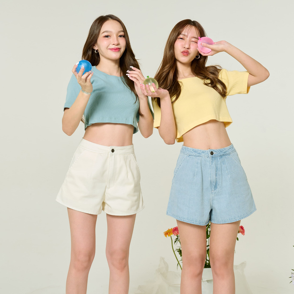 GENEDENIM กางเกงยีนส์ขาสั้นเอวสูง รุ่น DOWNEY