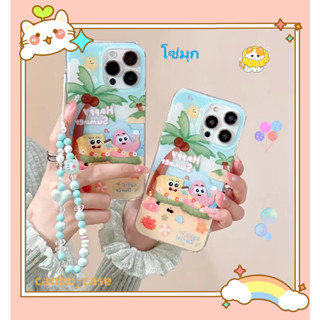 🎁ส่งของขวัญ🎁เคสไอโฟน สำหรับ 11 14 for iPhone Case 13 12 Pro Max น่ารัก สปองบ็อบ โซ่มุก กันกระแทก เคสนิ่ม เคสโทรศัพท์