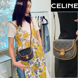 🍑เซลีน CELINE Mini Besace In Triomphe Canvas And Calfskin