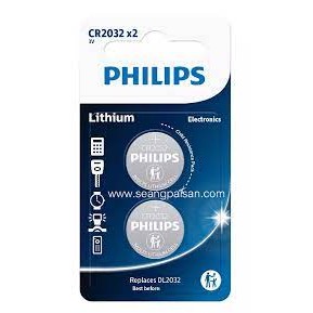 ถ่านกระดุม PHILIPS CR2032แพ็คคู่(ของแท้100%)