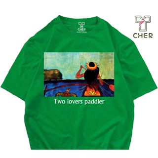 เสื้อยืดวินเทจ ชนเผ่าสุดเท่ห์ Two lovers paddler เนื้อผ้า cotton 100% c32 ใส่ได้ทั้งหญิงและชาย