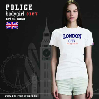 Police Bodygirl เสื้อยืด ลาย LONDON ทรง slim fit ผ้ายืดตามตัว G353